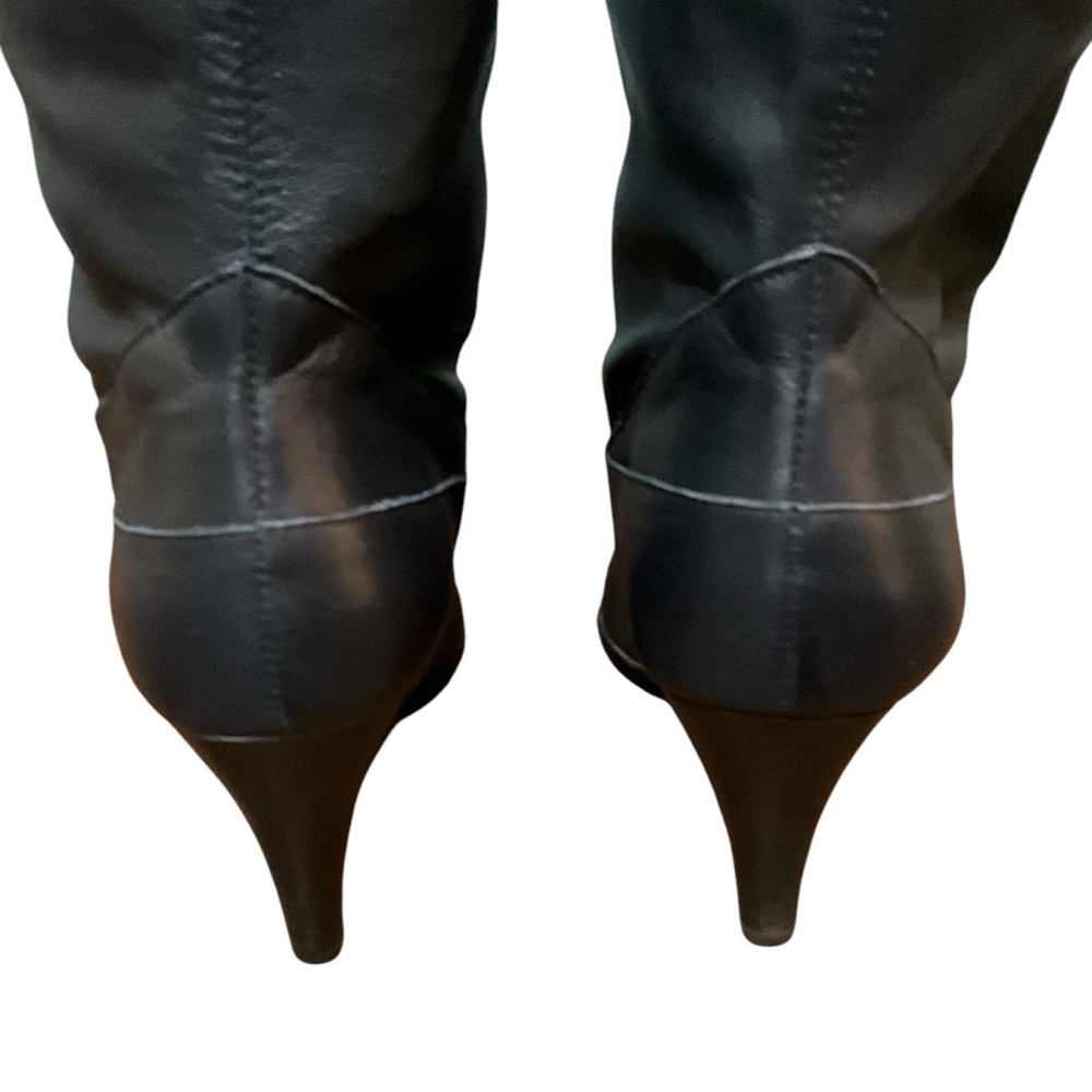 🎉HP RARE Navy Kelsi Dagger Navy Blue Polianna Mid Calf Heeled Boots - Picture 10 of 12